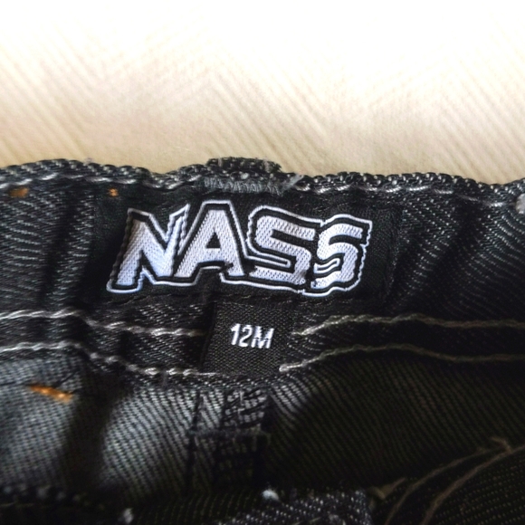 NASS distressed black straight leg denim jeans 12 months baby boy - Picture 6 of 9